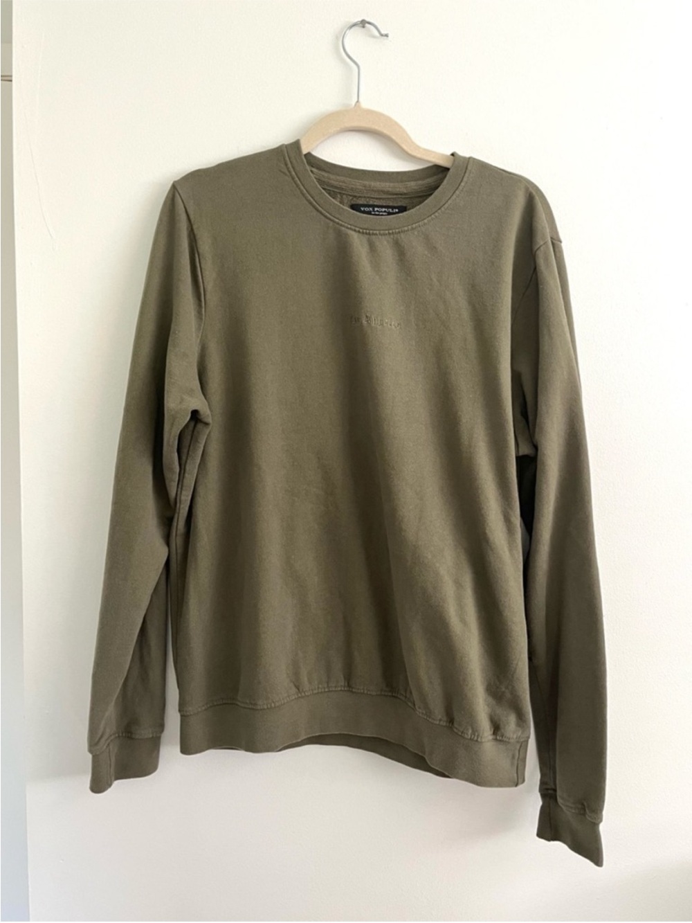 Vox Populi Men's Olive Las Angeles Embroidered Crewneck Sweatshirt Loungewear M